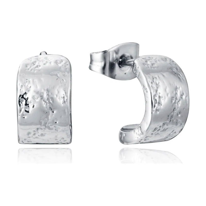 Pendientes de acero medio aro ancho 75383E01000