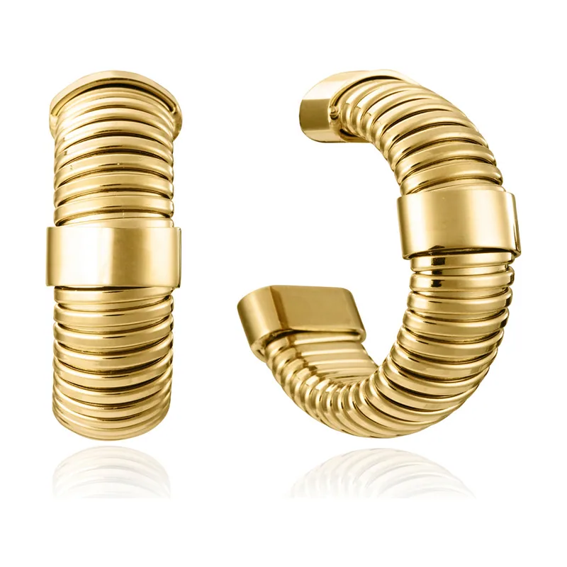 Pendientes de acero Ip dorado colección Laura Escanes tubogas 75393E01012