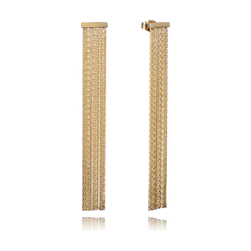 Pendientes de acero Ip dorado cortina de cadenas finas 75397E01012