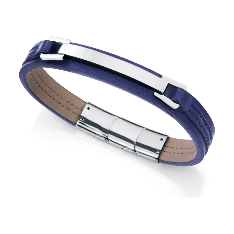 Pulsera de acero y piel 75378P01013