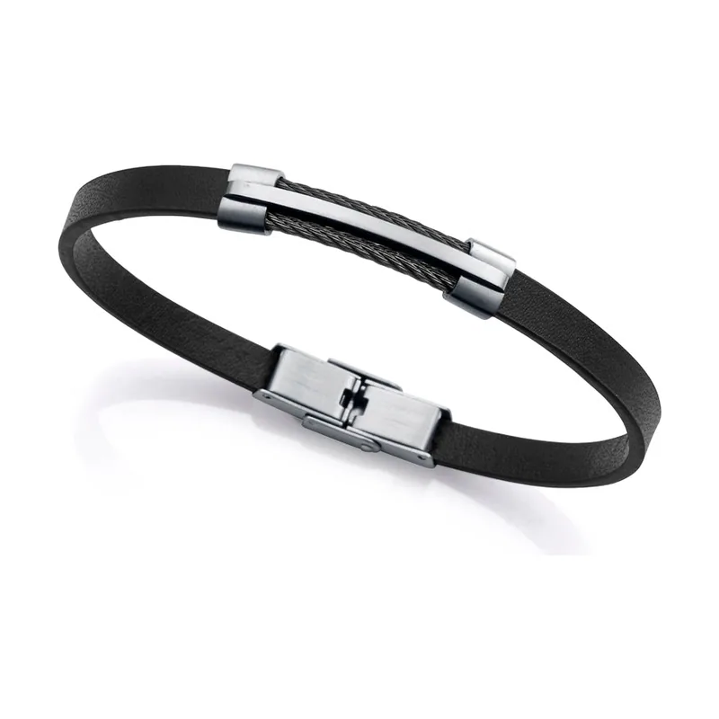 Pulsera de acero y piel 75402P01010