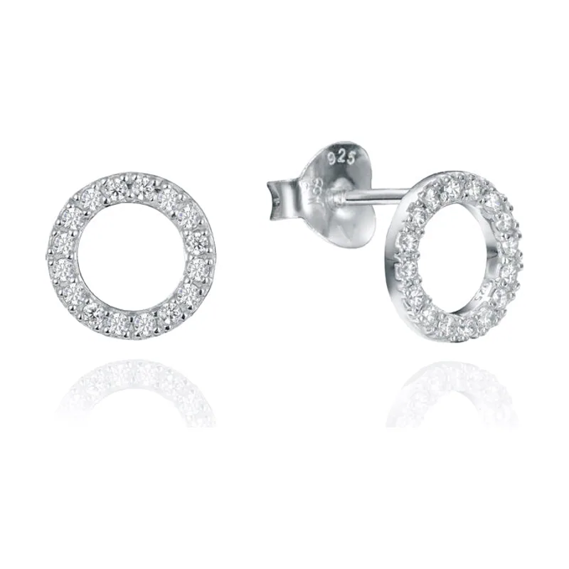 Pendientes Clásica de plata de ley con forma de aro con circonitas 71038E000-38