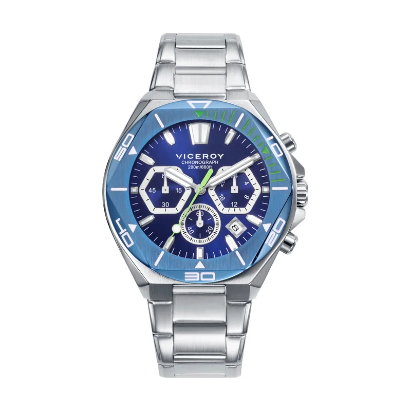 Reloj caja bitono de acero e IP azul 20 ATM, brazalete de acero, movimento cuarzo 46849-37