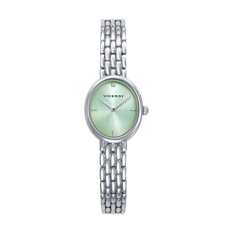 Reloj de mujer en acero, con esfera verde y movimiento de cuarzo 41166-67