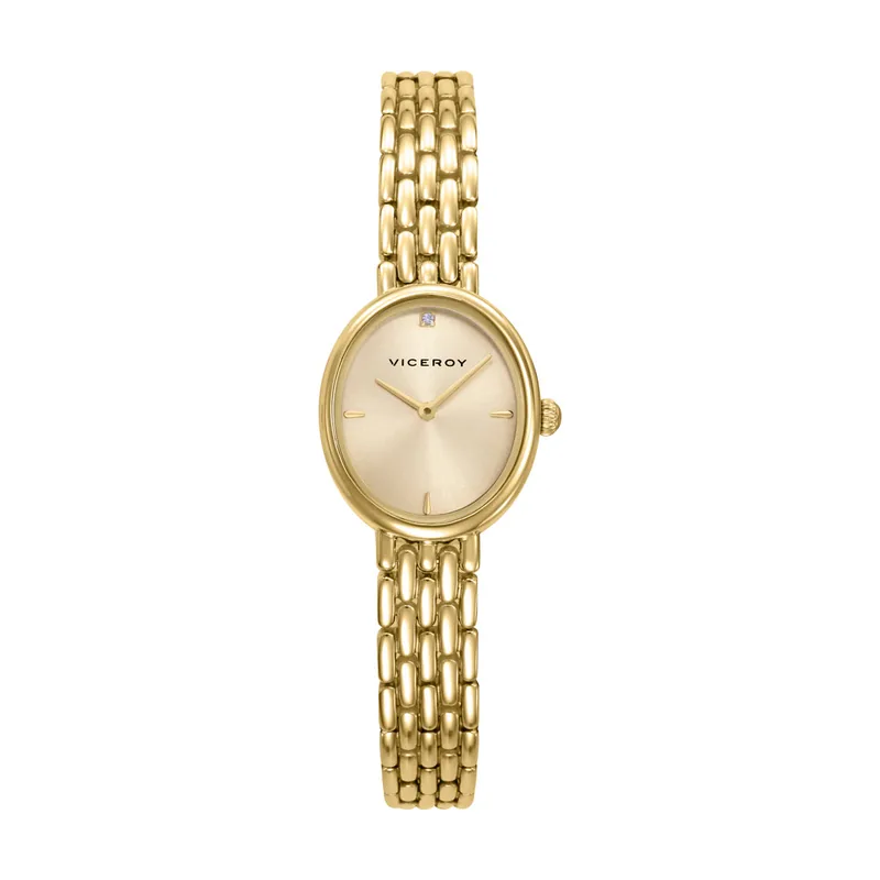 Reloj de mujer en acero IP dorado, con esfera dorada y movimiento de cuarzo 41166-27
