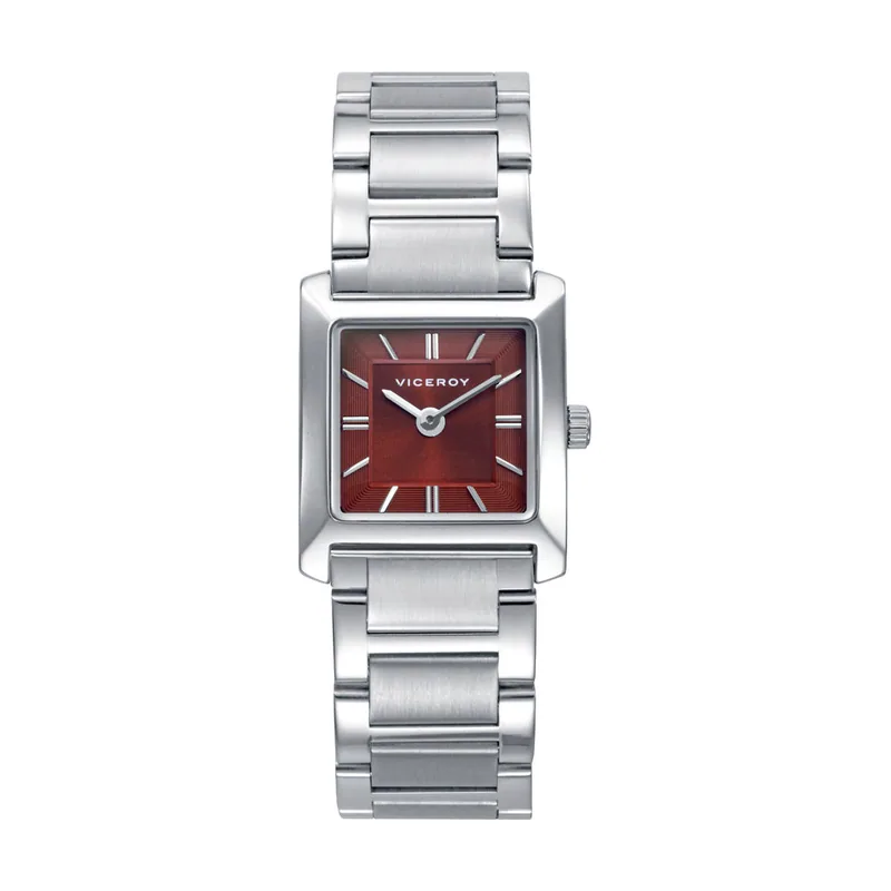 Reloj de mujer en acero, con esfera roja y diseño elegante 41162-77