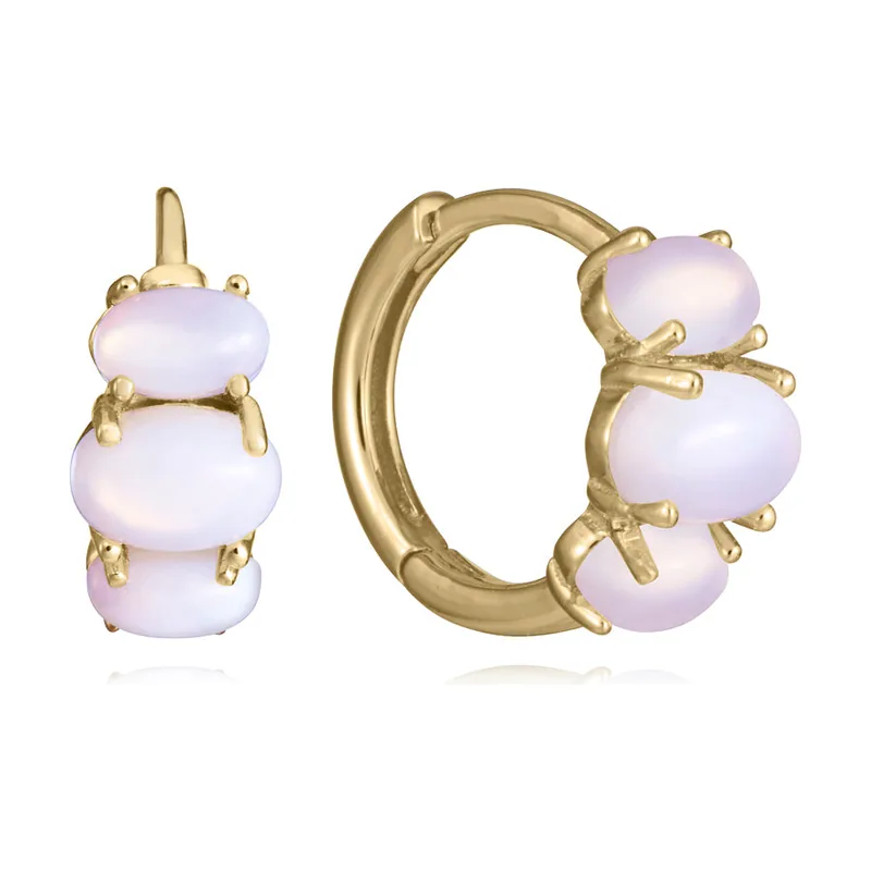 Pendientes de plata de primera ley con baño de oro y calcedonia 2369E100-40