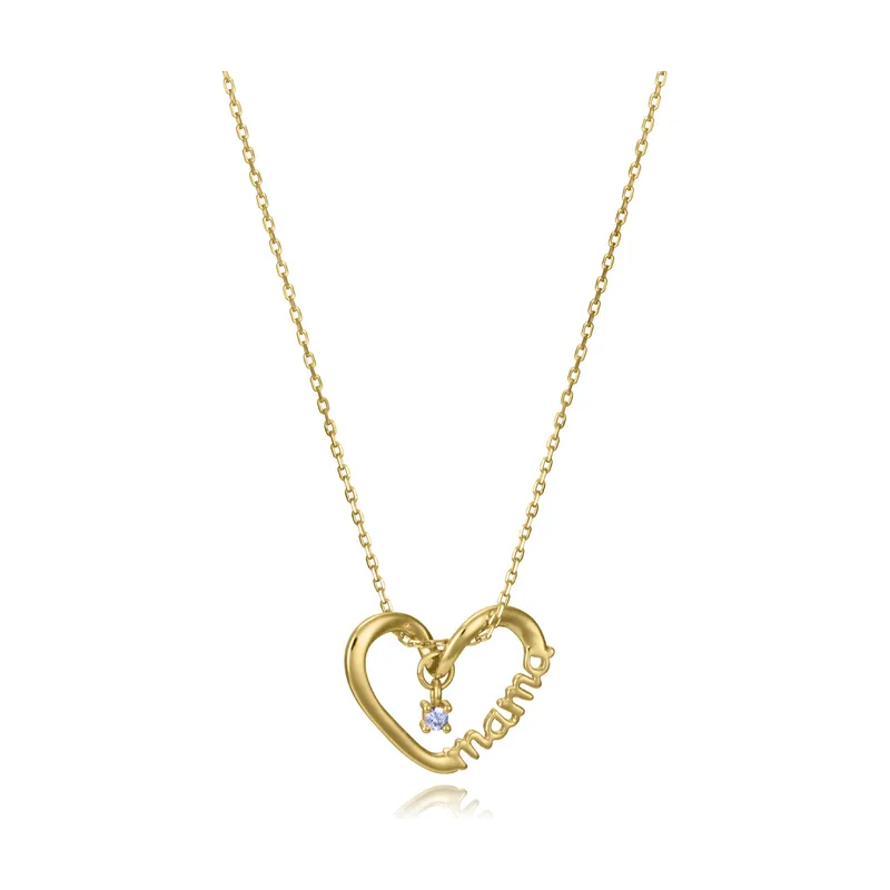 Collar de plata de primera ley con baño de oro con forma de corazón Mamá 13247C100-30