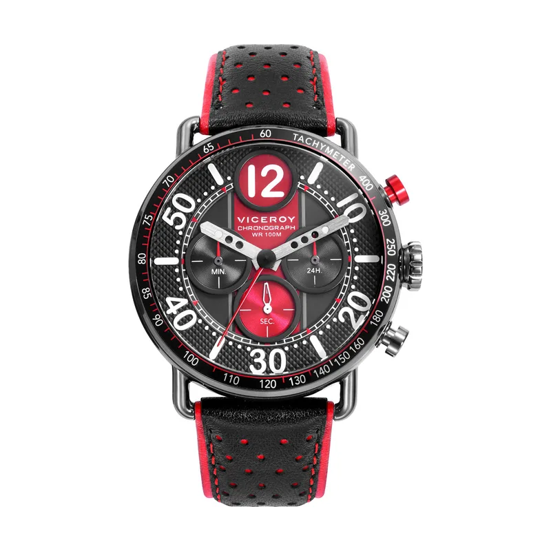 Reloj de hombre Magnum cronógrafo de acero con correa de piel 46815-54