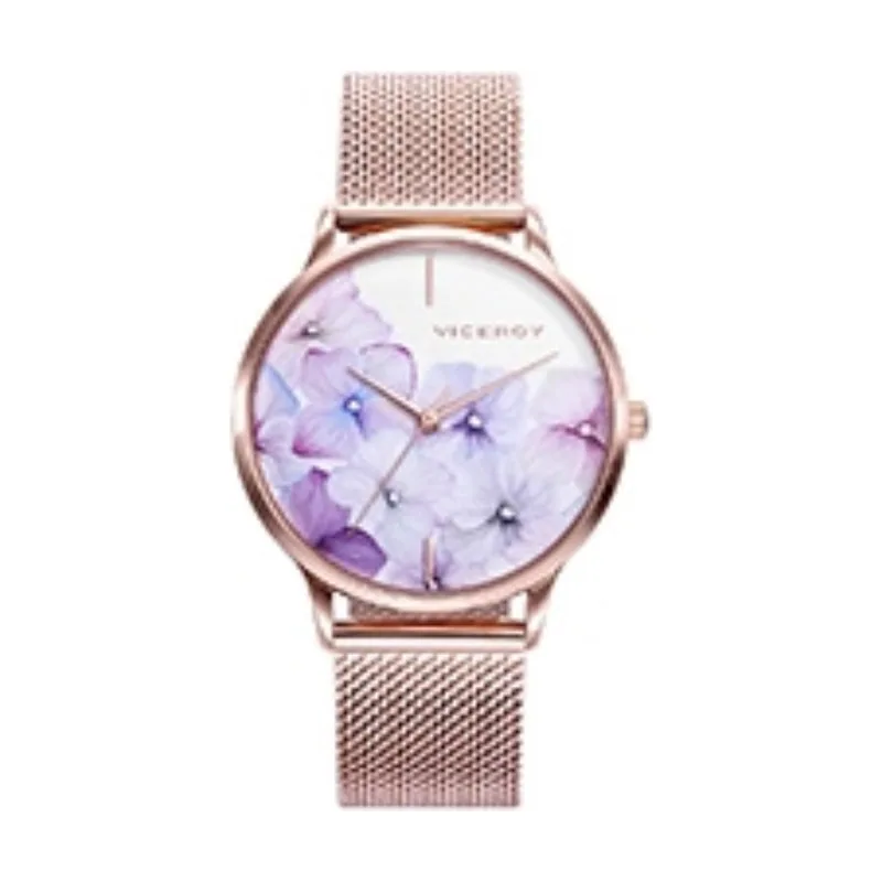 Reloj de mujer Kiss 3 agujas de acero IP rosa y malla milanesa 461096-97