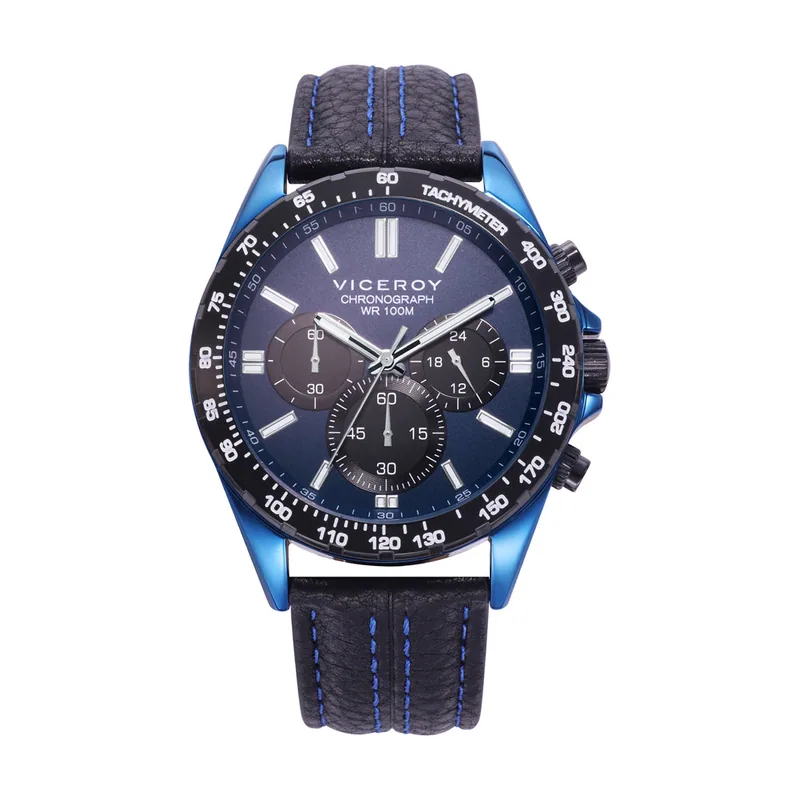 Reloj de hombre Magnum con caja de acero y correa de piel negra 401301-33