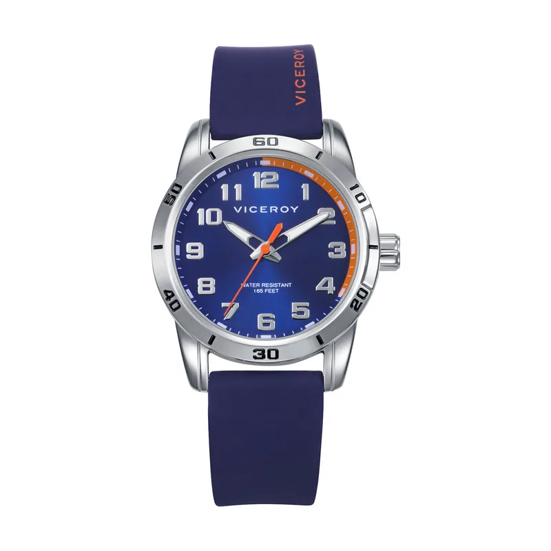 Reloj con caja de brazalete y correa de silicona azul, movimiento cuarzo.Pulsera de acero con cruz y piel azul de regalo 401467-35