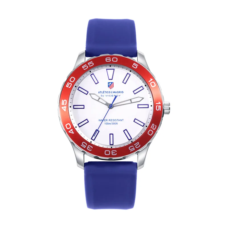 Reloj del At de Madrid de hombre caja de acero y correa de silicona azul 41155-06