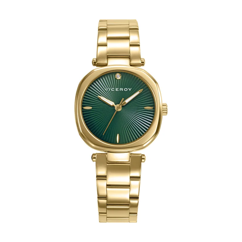 Reloj caja de acero IP dorado, brazalete de acero IP dorado, movimiento cuarzo 41152-67