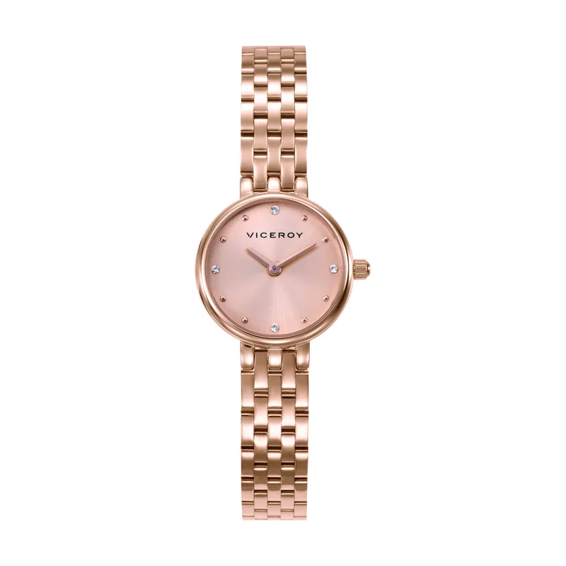 Reloj caja de acero IP rosa, brazalete de acero IP rosa, movimiento cuarzo 41148-77