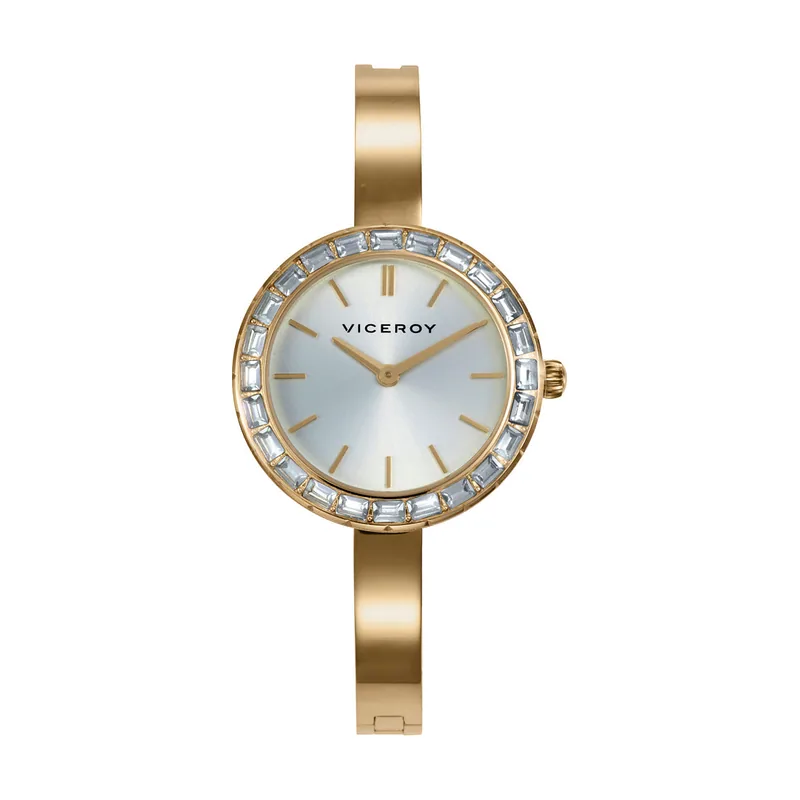 Reloj caja caja de acero IP dorado, brazalete de acero IP dorado, movimiento cuarzo 41146-67