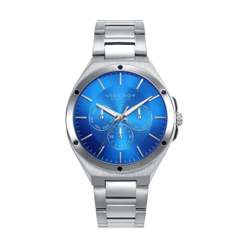 Reloj de acero con esfera azul con cronógrafo 41143-37