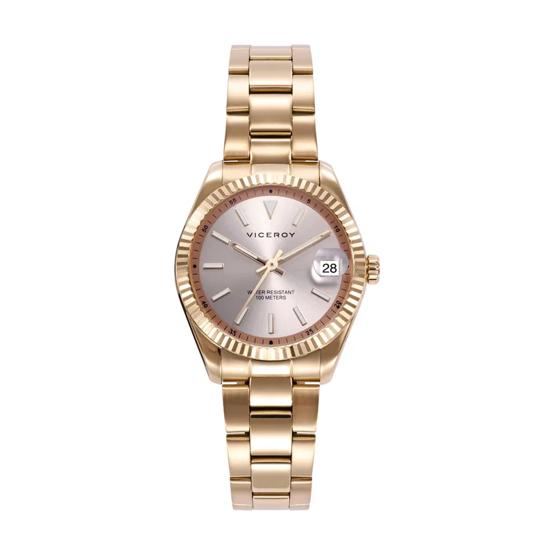 Reloj de mujer Chic con caja y brazalete de acero IP dorada 42438-97