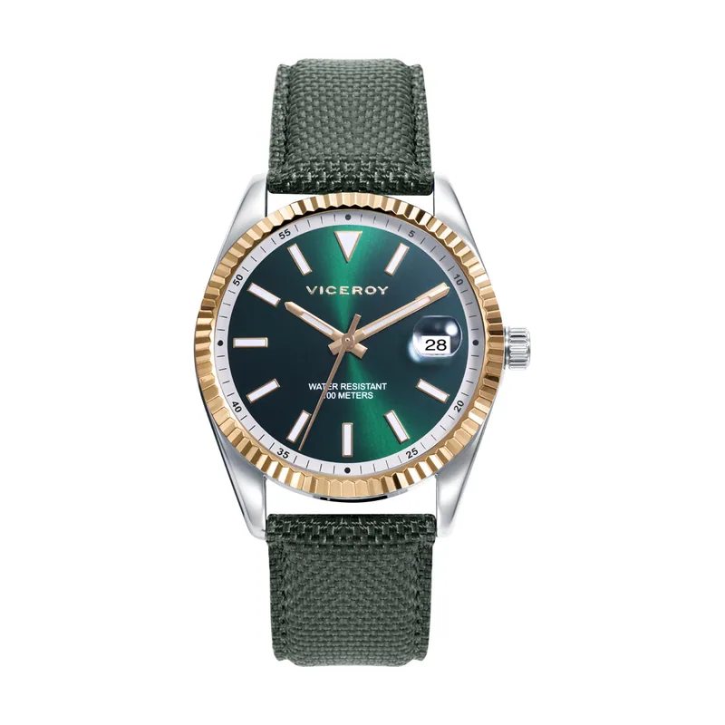 Reloj de hombre Chic con caja de acero y correa de nylon verde 42437-67