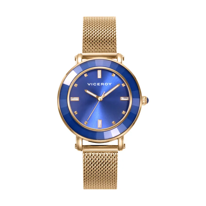 Reloj de Mujer Chic caja y malla milanesa de acero en IP dorado 41128-37