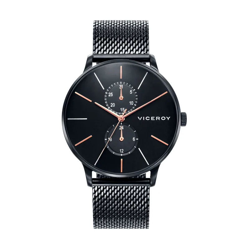 Reloj de hombre Beat multifunción de acero con IP negra 46753-57