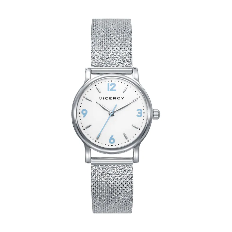 Set de niña Sweet de reloj con malla milanesa de acero y pendientes de plata de ley 41108-05