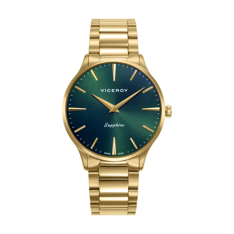 Reloj caja de acero IP dorado 5 ATM, brazalete de acero IP dorado, movimiento cuarzo Suizo, Swiss made 45119-67