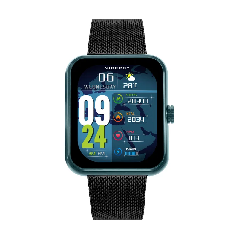 Reloj Smart de alumino con malla milanesa de acero IP negro 41165-60