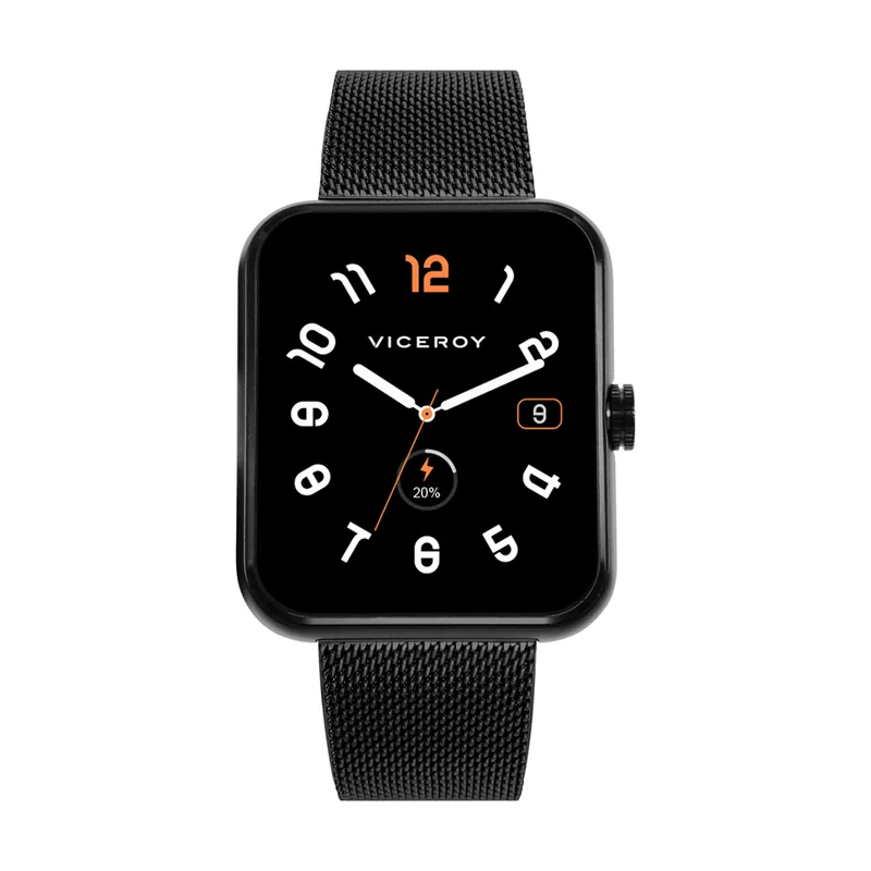 Reloj Smart de alumino con malla milanesa de acero IP negro 41165-50