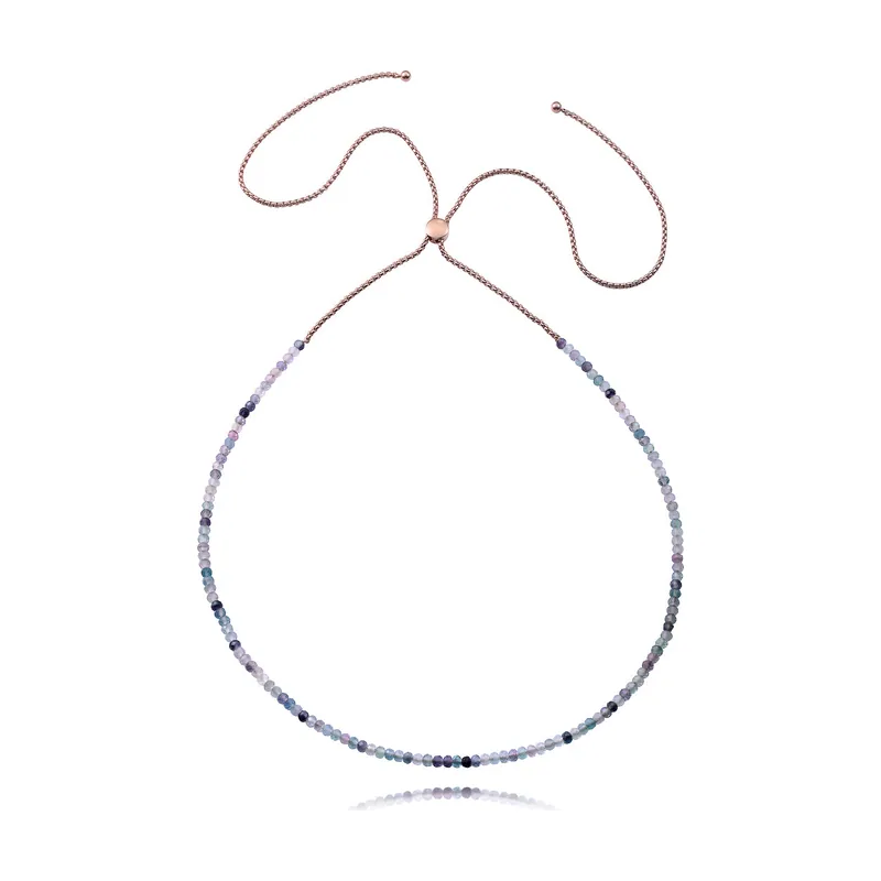 Collar de acero Ip rosa con piedras naturales 75411C01019