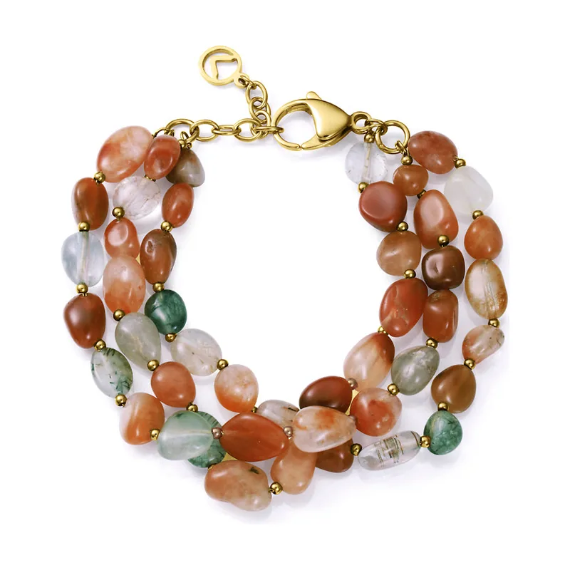 Pulsera de acero Ip dorado multiple con piedras naturales 75410P01011