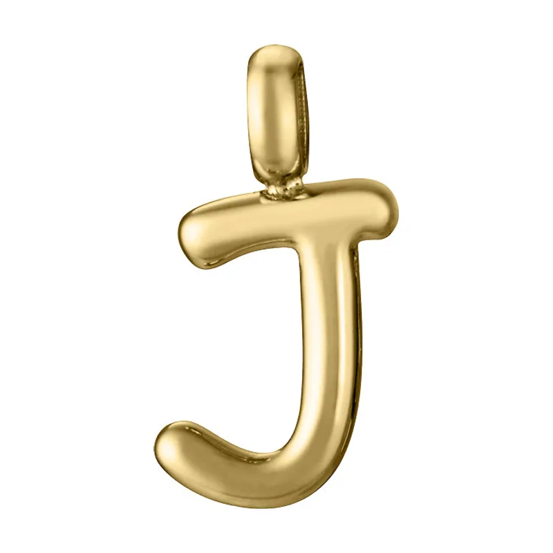 Colgante de acero Ip dorado letra J para collar 15200M01012J