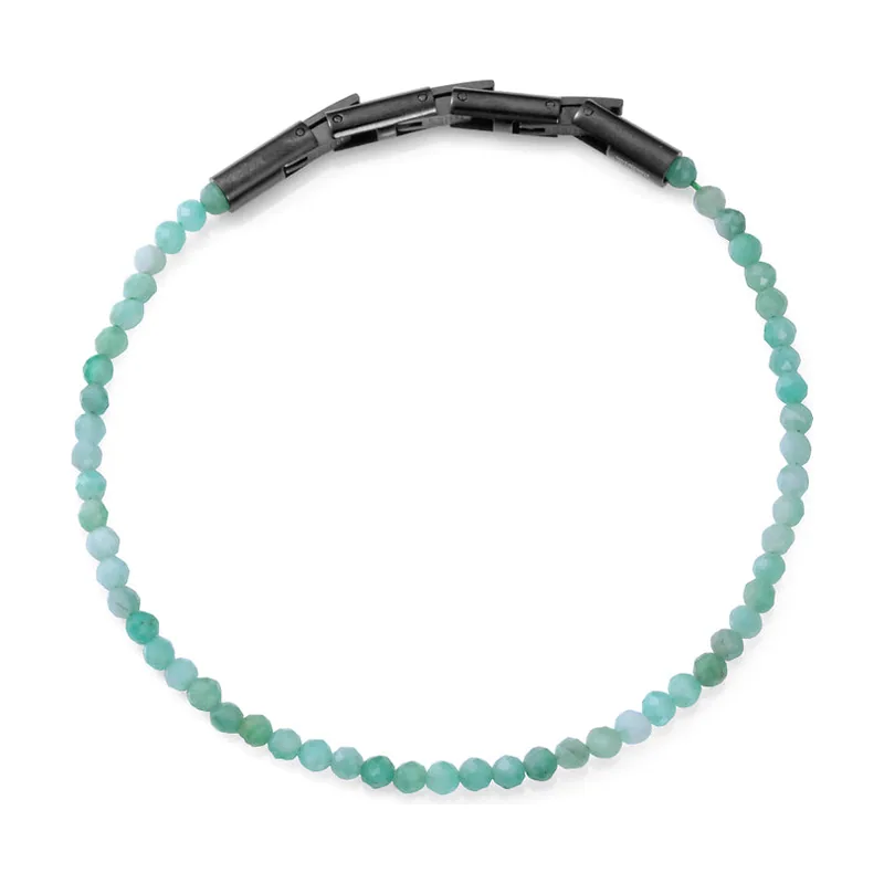 Pulsera de acero Ip negro con piedras de esmeraldas naturales 14351P09016