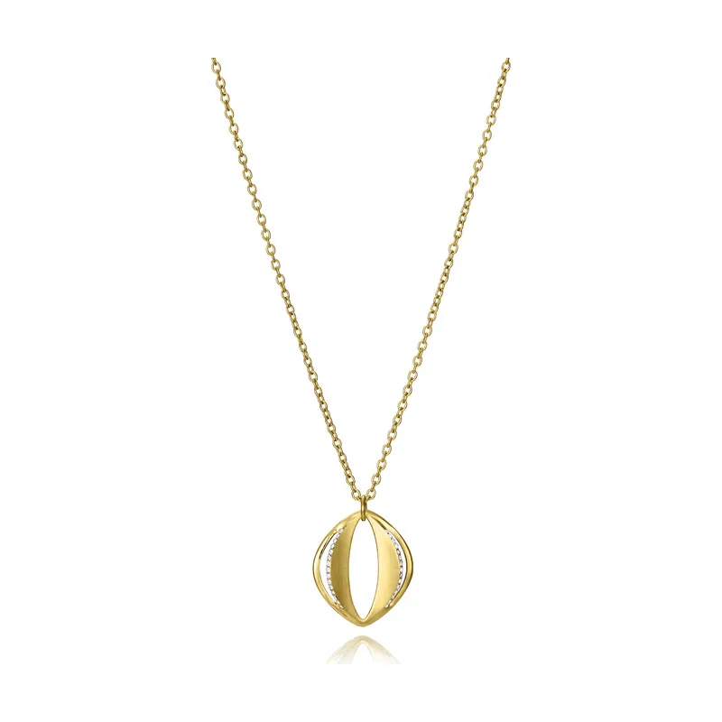 Collar de acero Ip dorado con colgante con circonitas 15191C01012