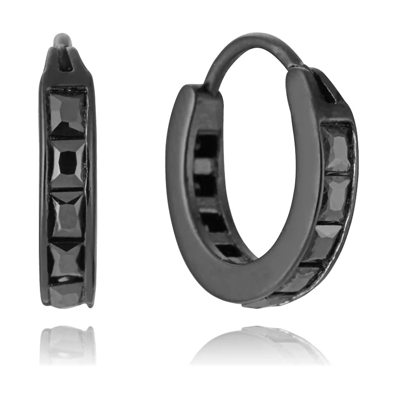 Pendientes de acero Ip negro criolla con circonitas 14339E01010