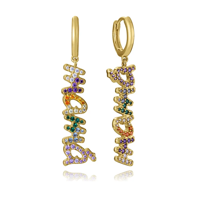 Pendientes de plata de primera ley con baño de oro Mamá 2340E100-39