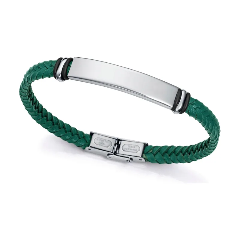 Pulsera de acero y piel 15180P01016
