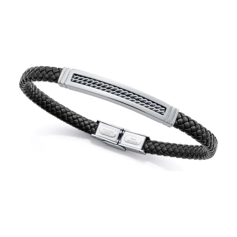 Pulsera de acero y piel 15179P01010