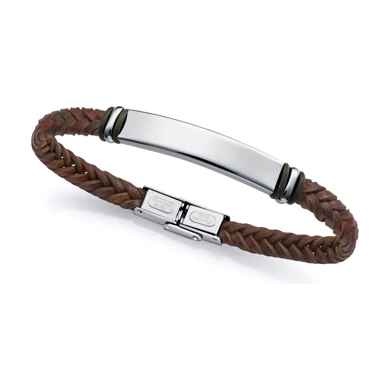 Pulsera de acero y piel 15180P01011