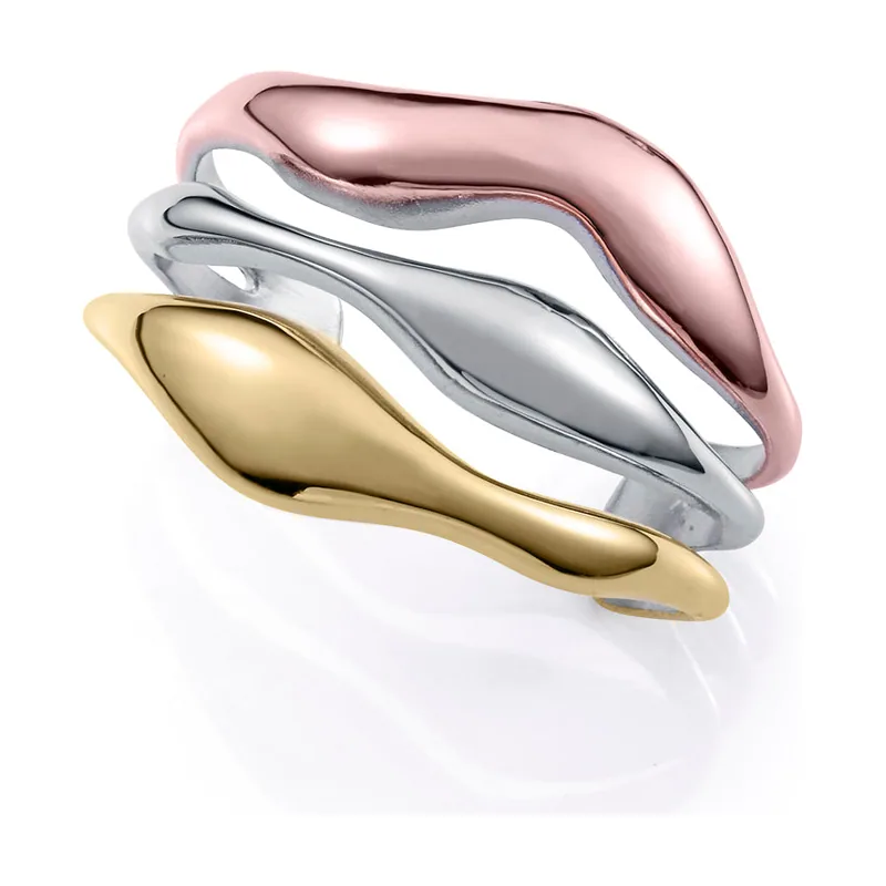 Pulsera rigida en tres tonos de acero,Ip rosa e Ip dorado 14325P01012