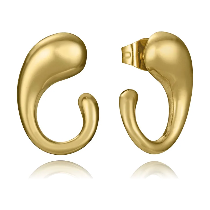 Pendientes de acero Ip dorado curvos 15177E01012