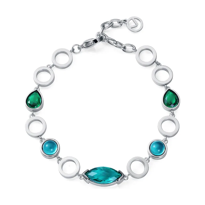 Pulsera de acero chapado plata 999 con cristales 14323P01000