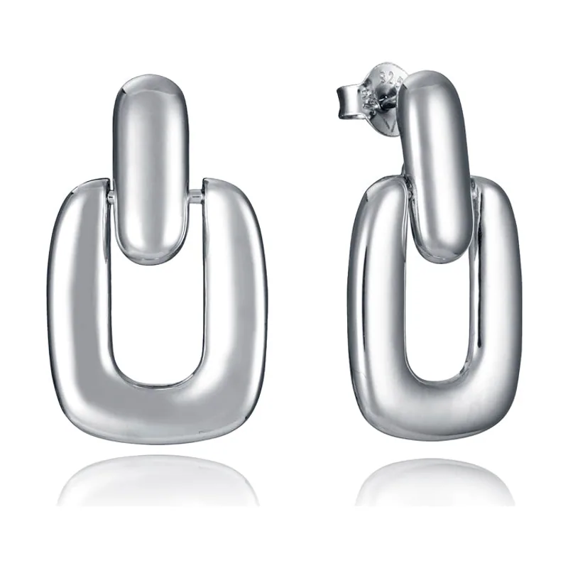 Pendientes de plata de primera ley con baño de rodio con forma rectangular 2317E000-00