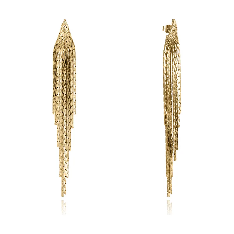 Pendientes de acero Ip dorado conjunto de cadenas 15161E01012
