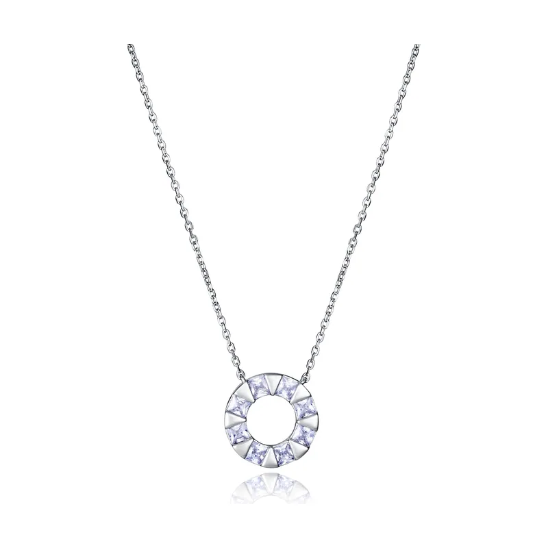 Collar plata de primera ley con baño de rodio con aro con circonitas 2312C000-30