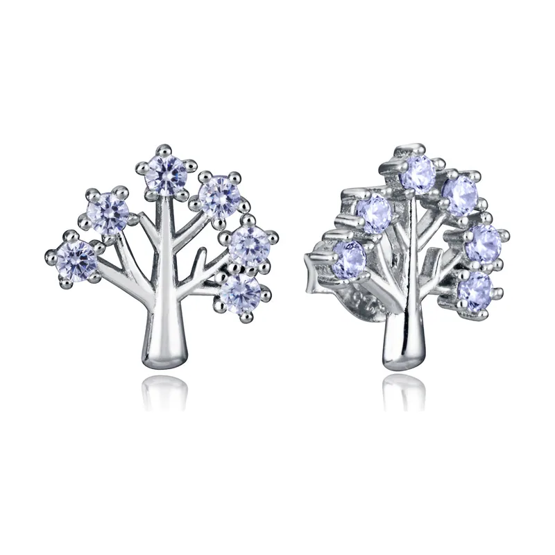 Pendientes de plata de primera ley con baño de rodio con el arbol de la vida 2309E000-30