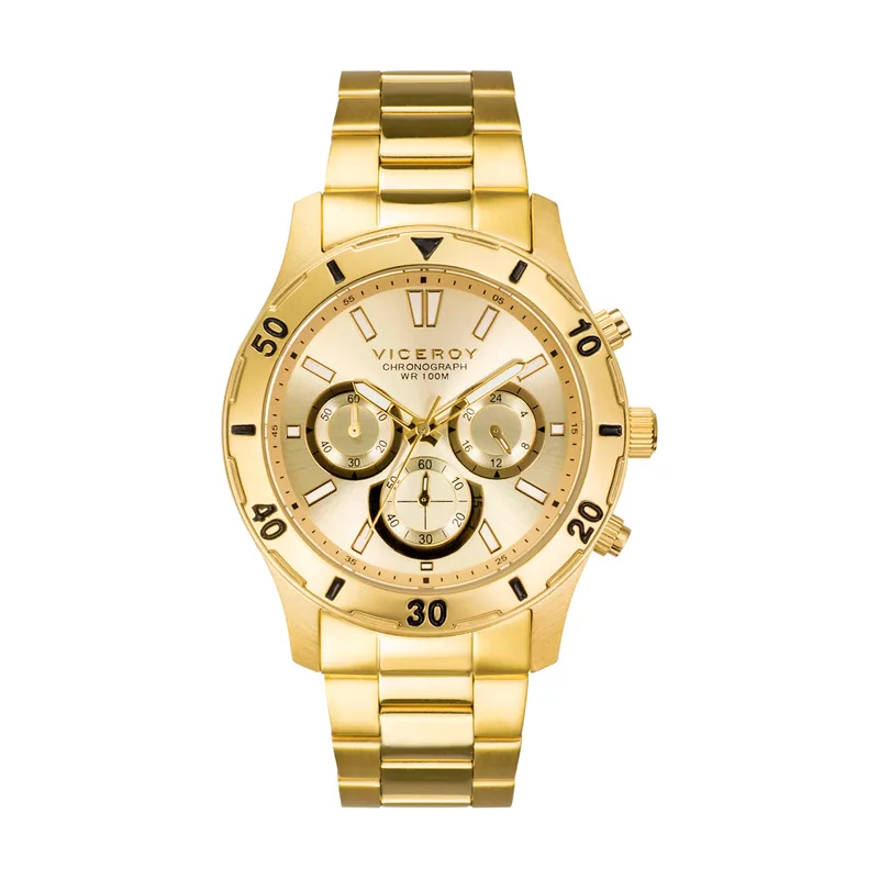 Reloj de hombre Heat de acero IP dorado con cronógrafo 401135-97