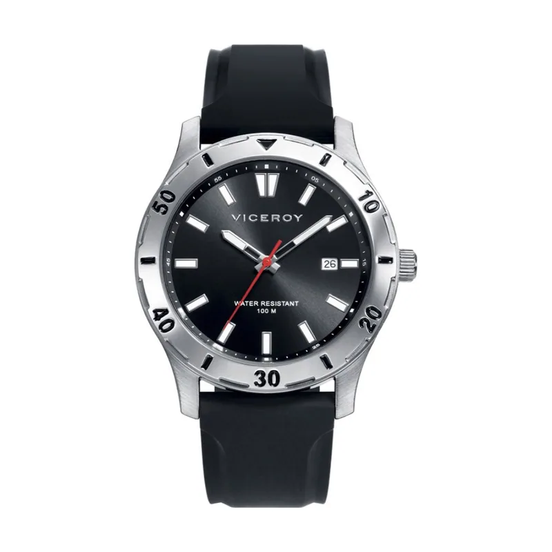 Reloj de hombre Heat 3 agujas de acero y correa negra 401129-57