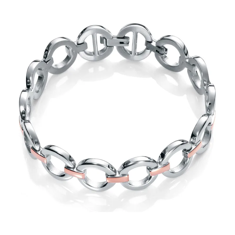 Pulsera Chic de acero IP rosa formada por eslabones redondos 75134P01012