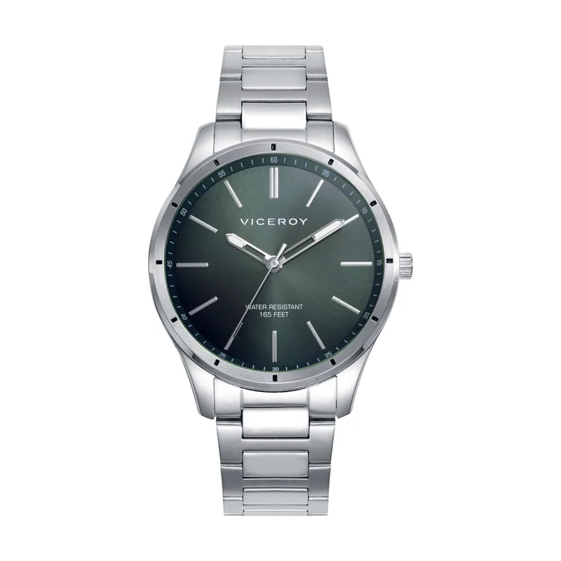Reloj de acero para hombre con esfera verde y movimiento de cuarzo 401385-67